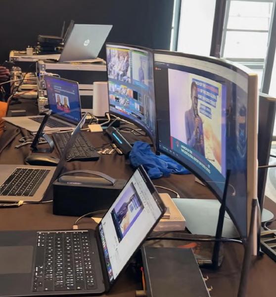 Multi-screen control room at the ICPAC convention